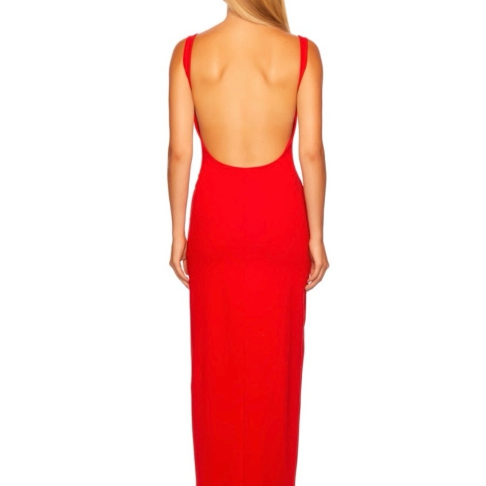 NWT SUSANA MONACO High Slit Low Back Maxi Dress w/Bodysuit in Red, Size Medium - Picture 4 of 6